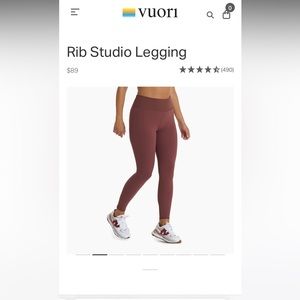 Mauve Highwaisted Vuori Leggings. Size Small